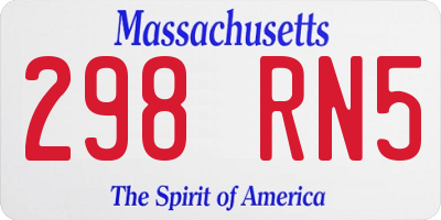 MA license plate 298RN5