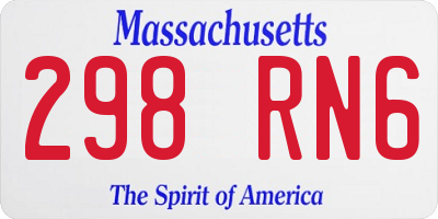 MA license plate 298RN6