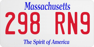 MA license plate 298RN9