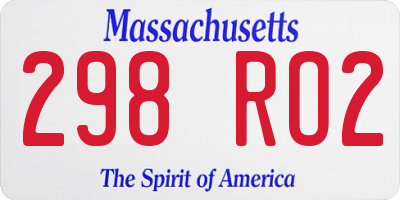 MA license plate 298RO2