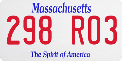 MA license plate 298RO3