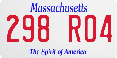 MA license plate 298RO4