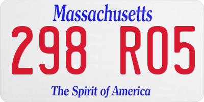 MA license plate 298RO5