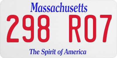 MA license plate 298RO7