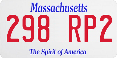 MA license plate 298RP2
