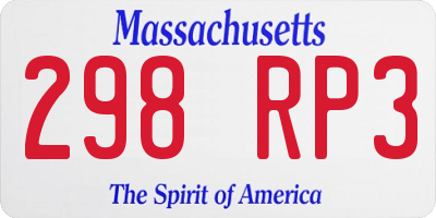 MA license plate 298RP3