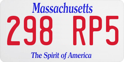 MA license plate 298RP5