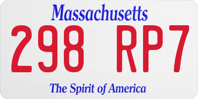 MA license plate 298RP7