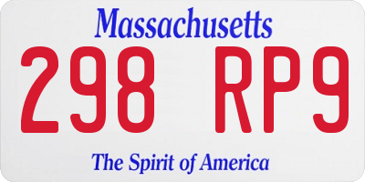 MA license plate 298RP9