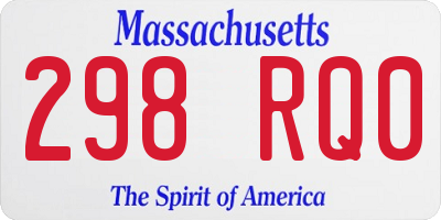 MA license plate 298RQ0