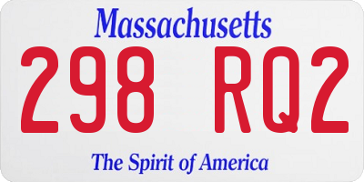 MA license plate 298RQ2