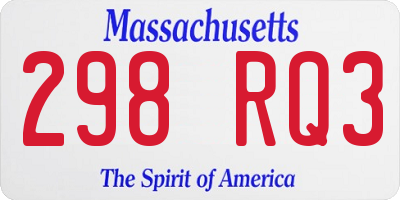 MA license plate 298RQ3