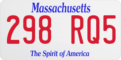 MA license plate 298RQ5