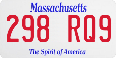 MA license plate 298RQ9