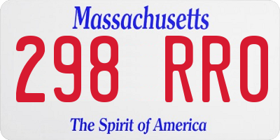 MA license plate 298RR0