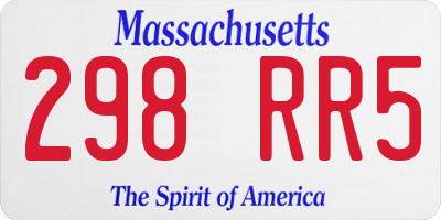 MA license plate 298RR5