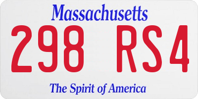 MA license plate 298RS4