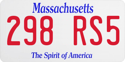 MA license plate 298RS5