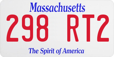 MA license plate 298RT2