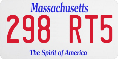 MA license plate 298RT5