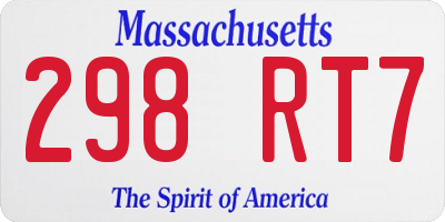 MA license plate 298RT7