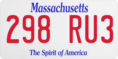 MA license plate 298RU3