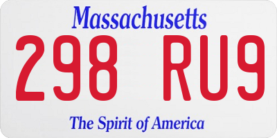 MA license plate 298RU9