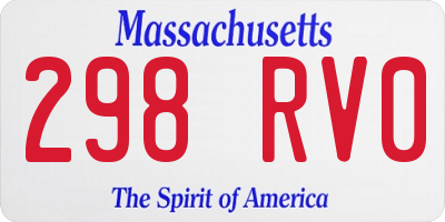 MA license plate 298RV0