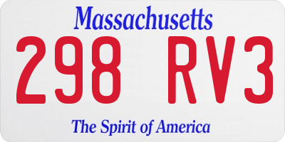 MA license plate 298RV3