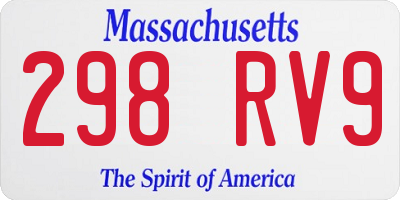 MA license plate 298RV9