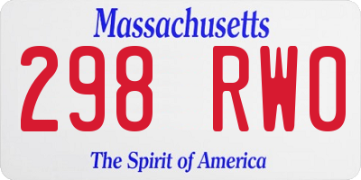 MA license plate 298RW0
