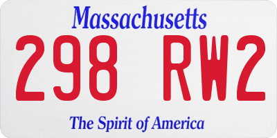 MA license plate 298RW2