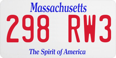 MA license plate 298RW3