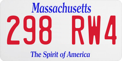 MA license plate 298RW4