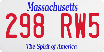 MA license plate 298RW5
