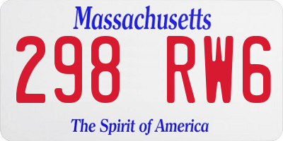 MA license plate 298RW6
