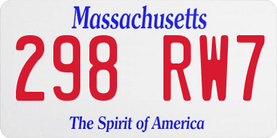 MA license plate 298RW7