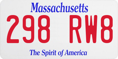 MA license plate 298RW8