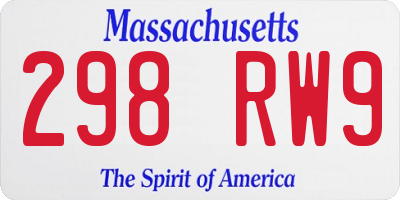 MA license plate 298RW9