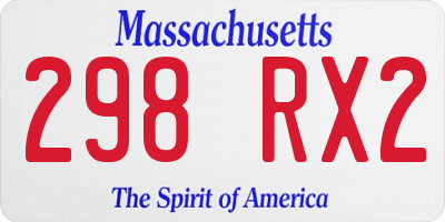 MA license plate 298RX2