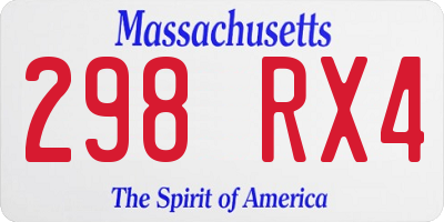 MA license plate 298RX4