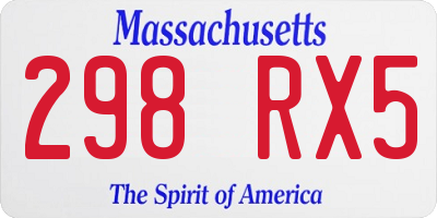 MA license plate 298RX5