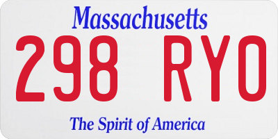 MA license plate 298RY0