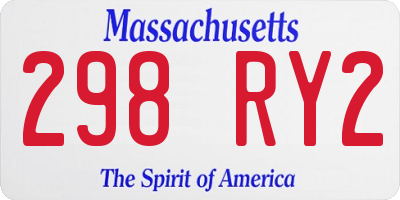MA license plate 298RY2