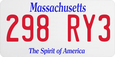 MA license plate 298RY3