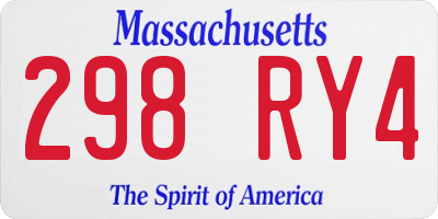 MA license plate 298RY4