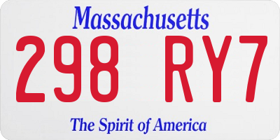 MA license plate 298RY7