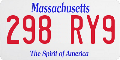 MA license plate 298RY9