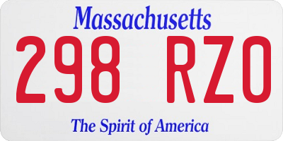 MA license plate 298RZ0