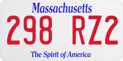 MA license plate 298RZ2